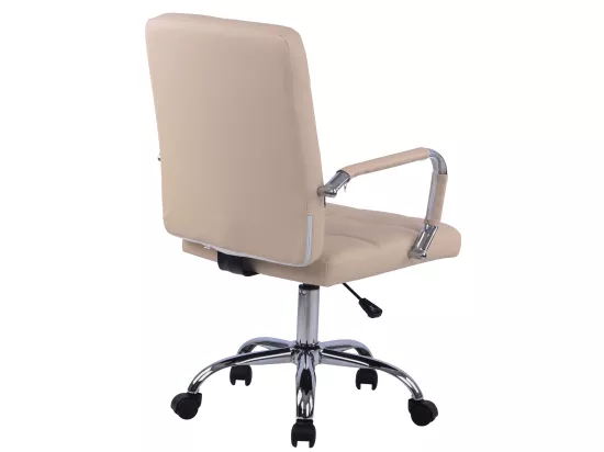Chaise de bureau - Similicuir & Métal chromé - Crème - Deli PRO