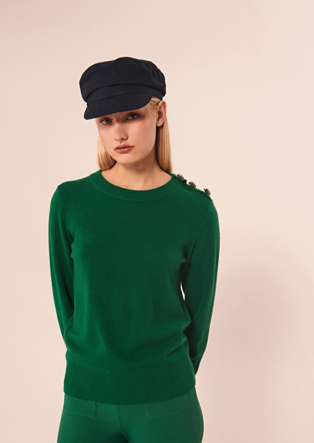 Pull Prunettevert en laine