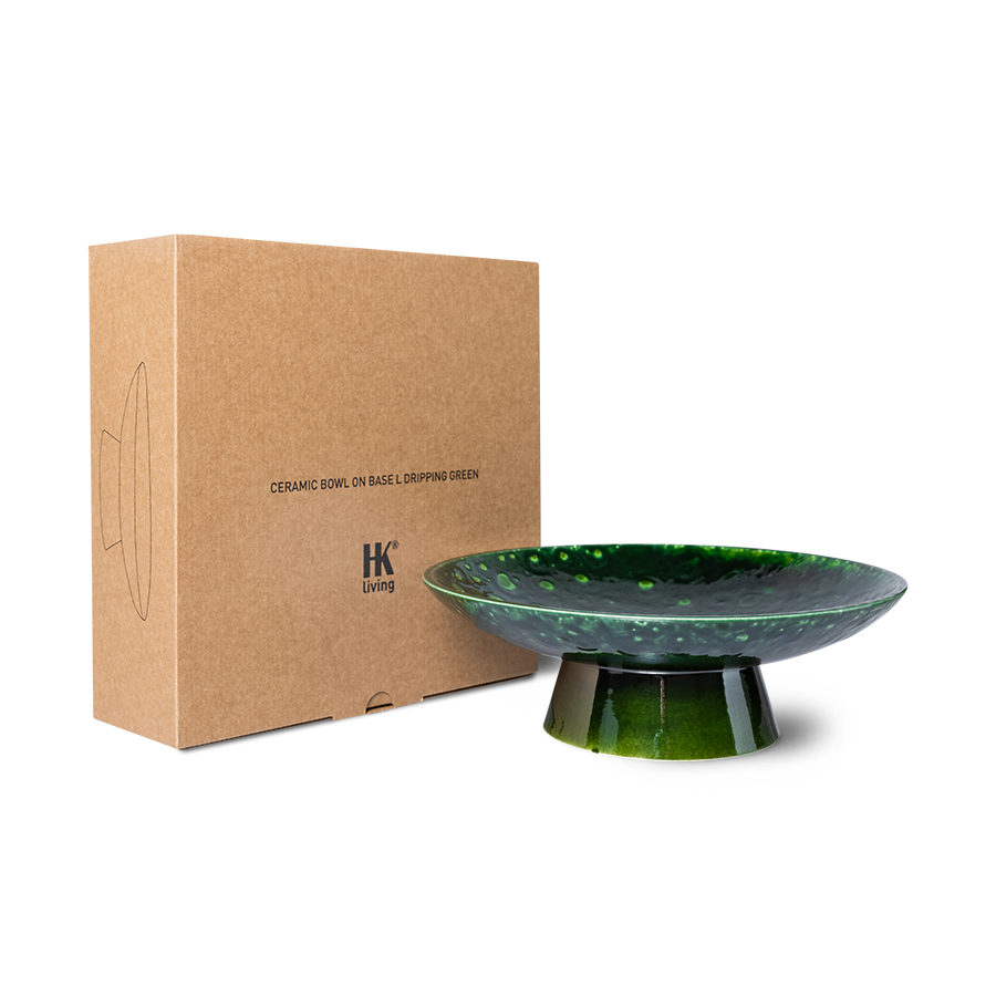 Servies Emeralds Bowl on Base L dripping groen