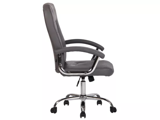 Chaise de bureau - Similicuir & Métal chromé - Gris - Reedville