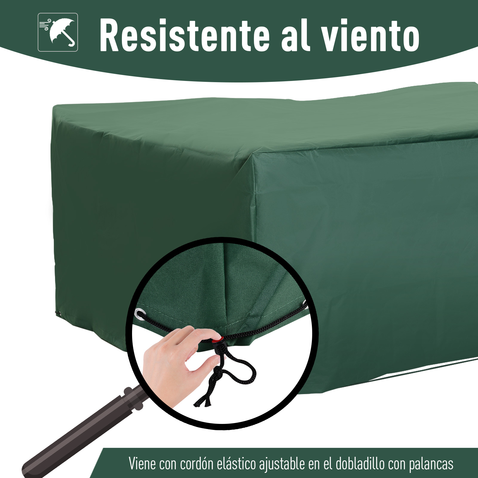 Capa protetora para móveis de jardim Outsunny, 245x165x55 cm, com ilhós de alumínio e tecido Oxford impermeável, ideal para terraços, pátios e varandas. Cor verde.