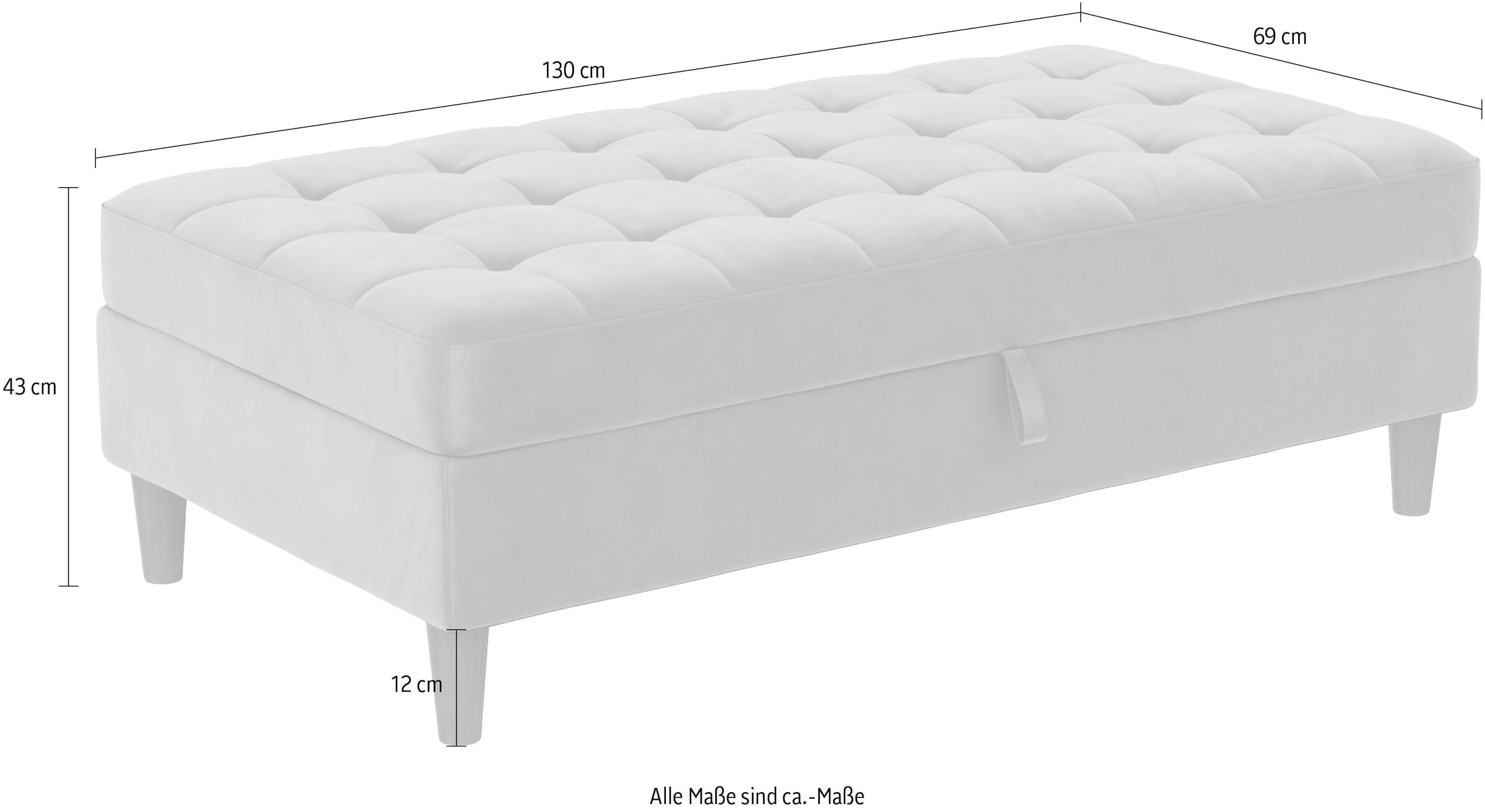 Dorel Home Stauraumhocker »Presley« Polsterhocker mit Stauraum, frei im Raum stellbar, Sitzhöhe 43 cm