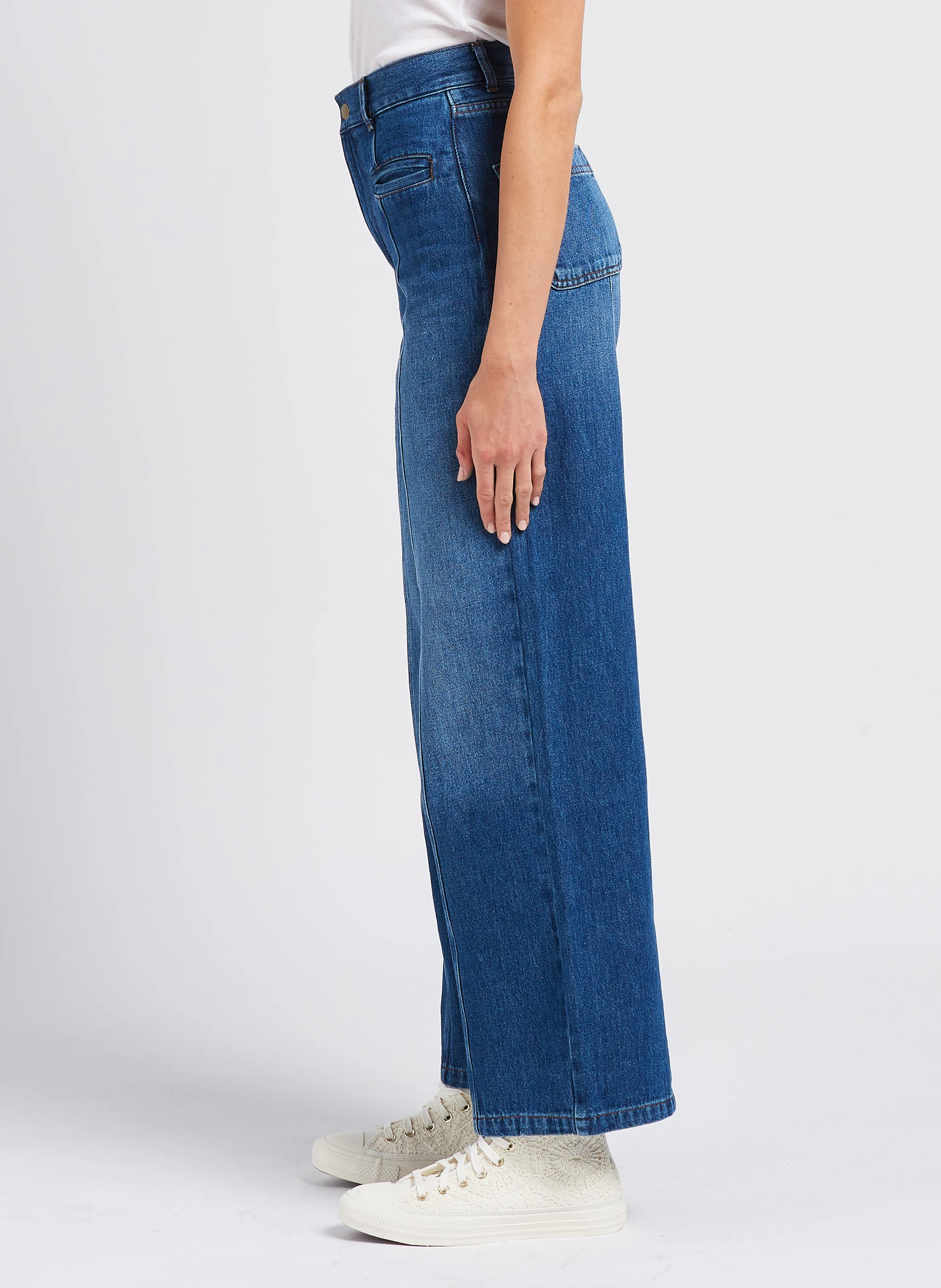 ORIANE - Jean large taille haute | Bleu