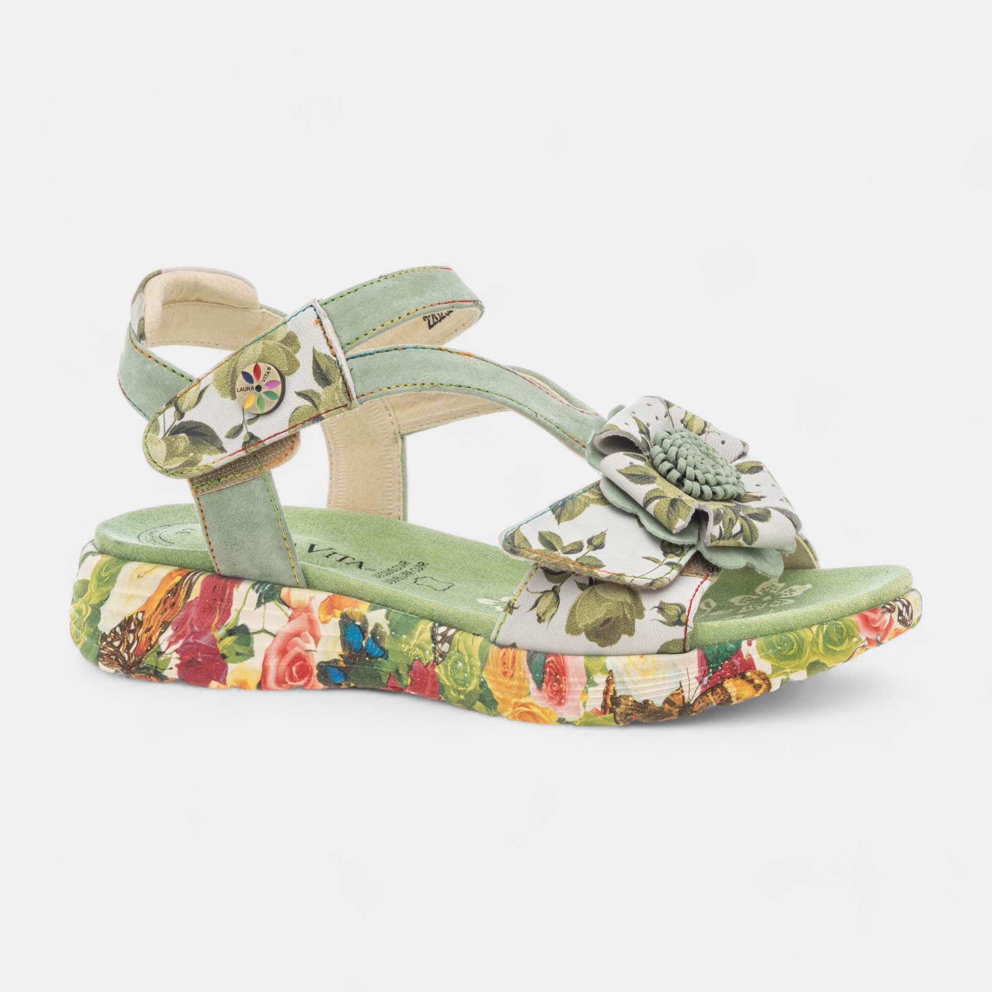 Sandales Femme en cuir vert