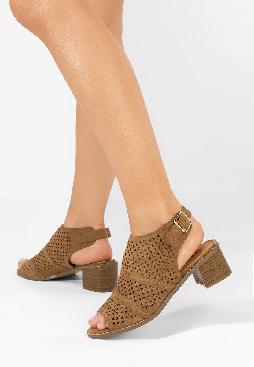 Sandales à petit talon kaki Skarlet