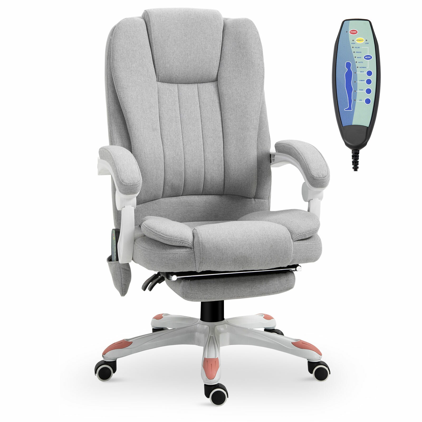 Vinsetto Bürostuhl mit Massagefunktion grau 66 x 63 x 107-115 cm (BxTxH)