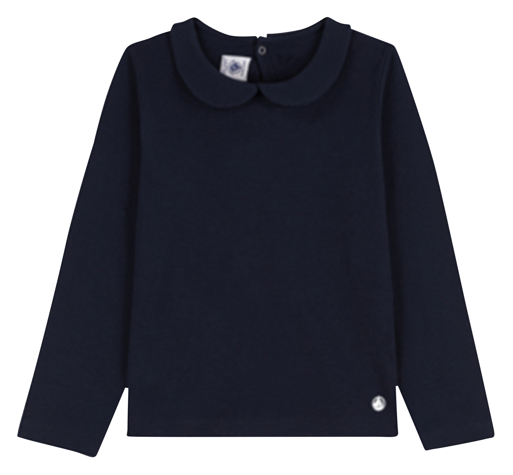 Tee-shirt col claudine en coton bio | Bleu