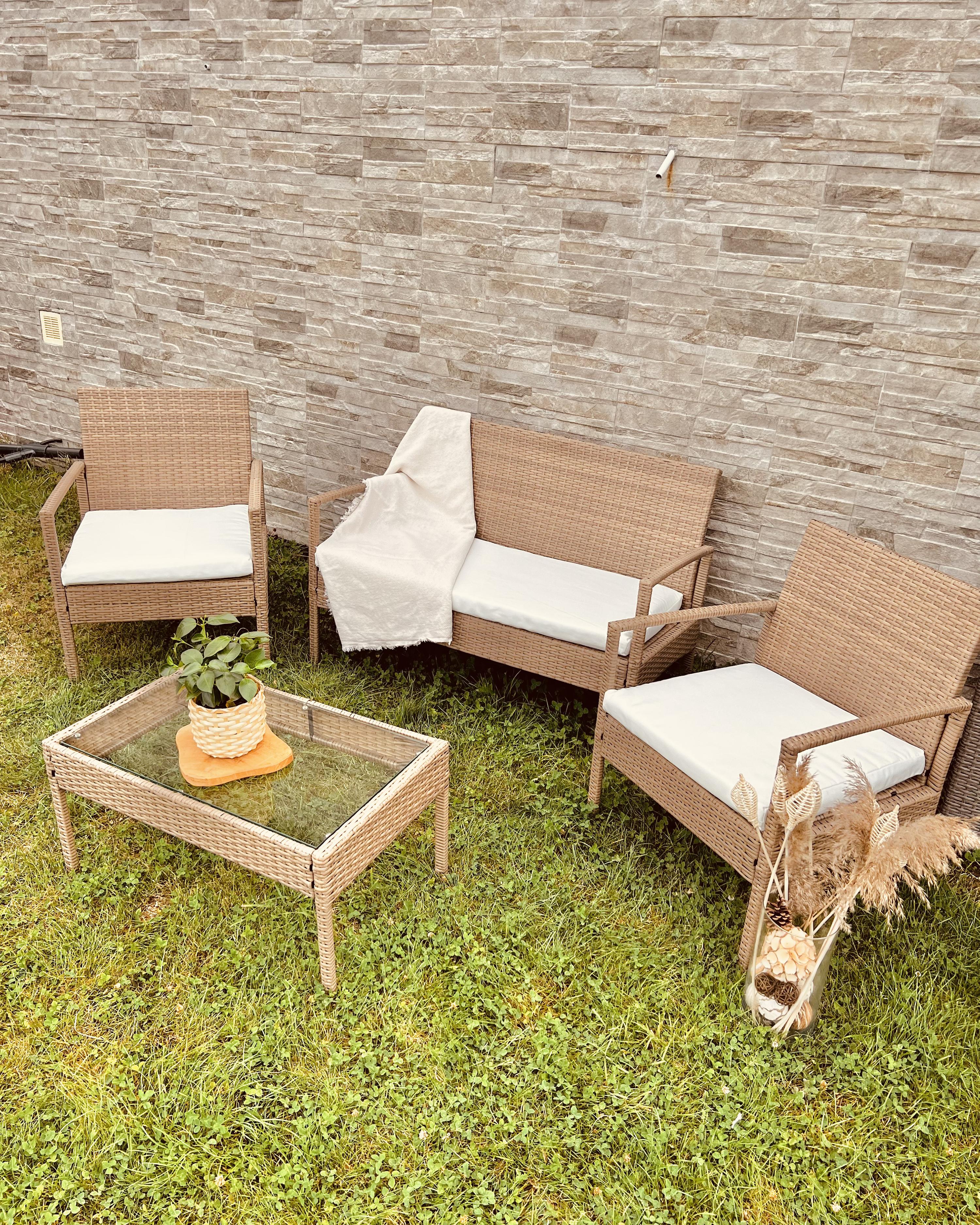 Loungeset 4-zits rotan lichtbruin/cremewit MARSALA