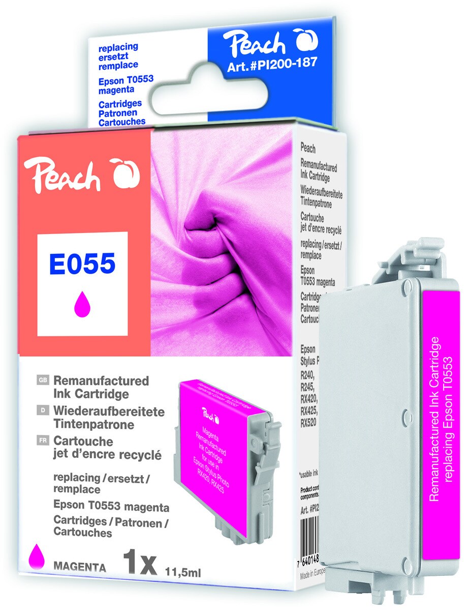 Peach E553 m Druckerpatrone ma ersetzt Epson T0553 m, C13T05534010 für z.B. Epson Stylus Photo R 240, Epson Stylus Photo R 245 (wiederaufbereitet)