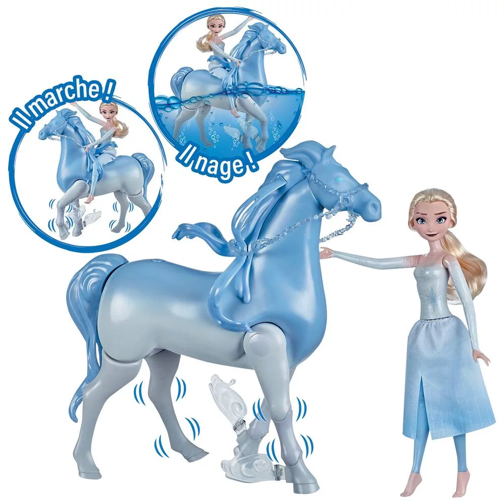 LA REINE DES NEIGES - POUPEE ELSA  30 CM ET SON CHEVAL  NOKK 23 CM  INTERACTIF