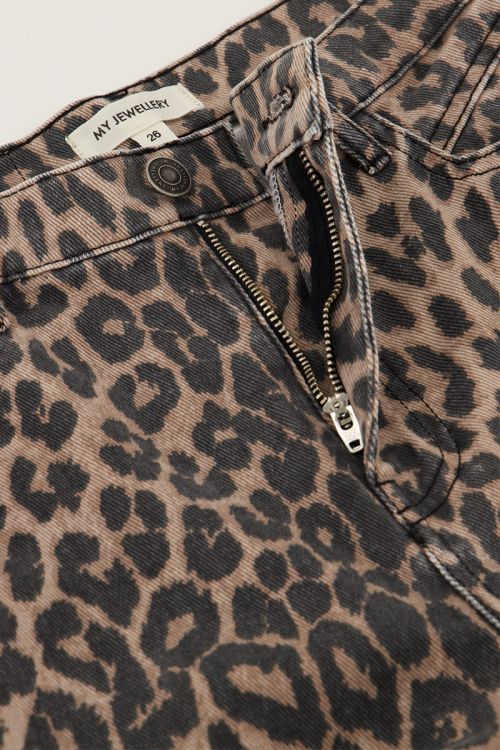 Denim jeans met panterprint