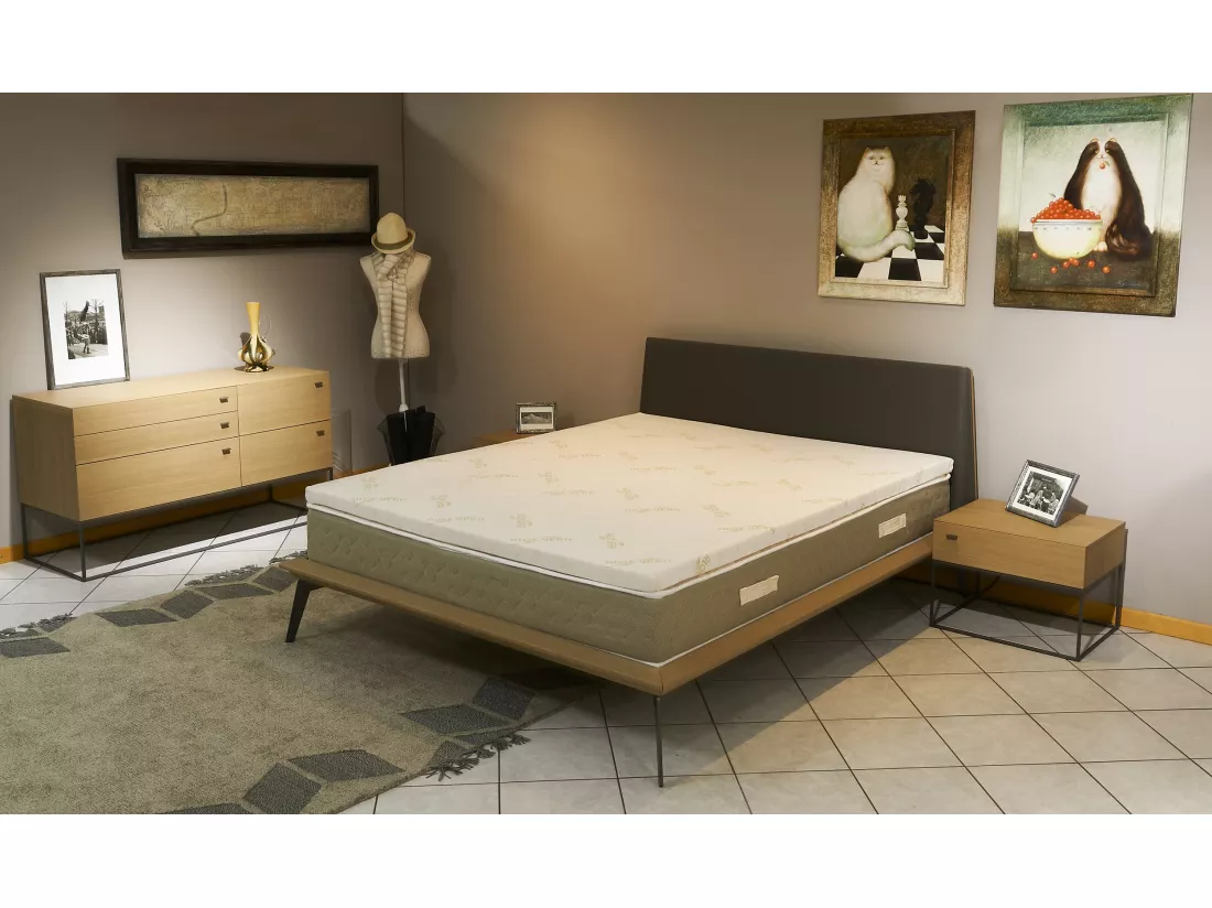 Literie Julien Surmatelas Anatomique Hyper Moelleux et Confort 200x200 x 5 cm Déhoussable Entretien Facile - à
