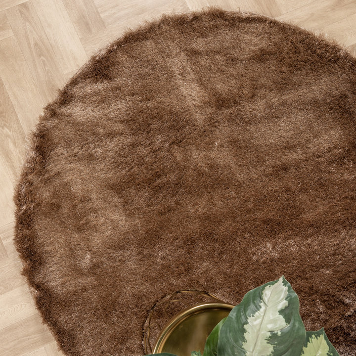 Rond hoogpolig vloerkleed - Glorious Taupe | Luxe
