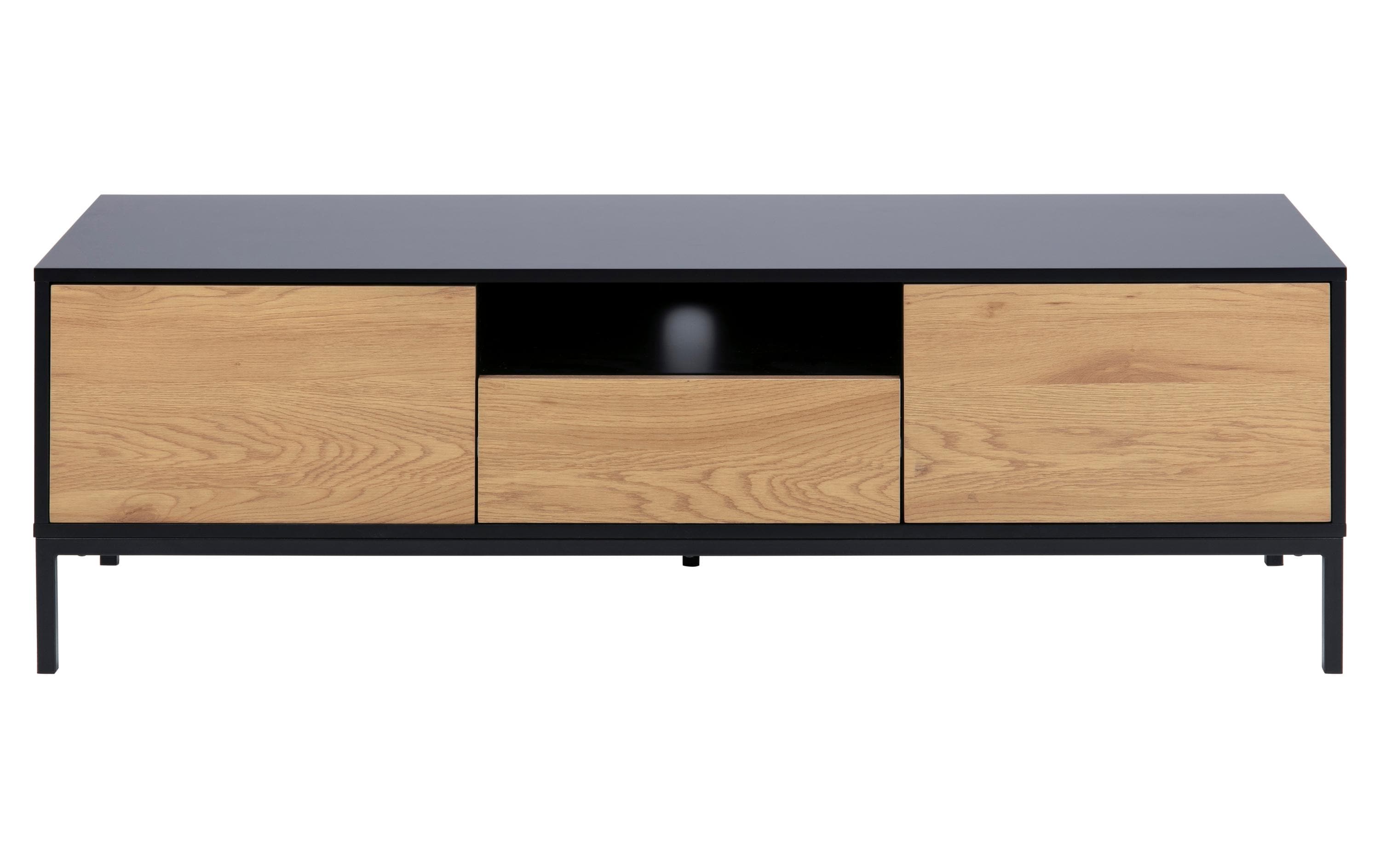 TV-Möbel Seaford 140 x 40 x 45 cm, Nature/Schwarz<br>TV-Kommode