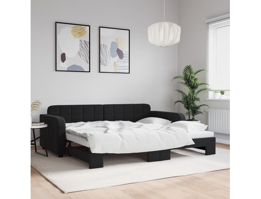VIDAXL - Lit de jour avec lit gigogne noir 90x200 cm velours