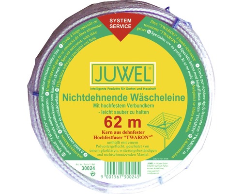JUWEL niet-rekbare waslijn, 62 m
