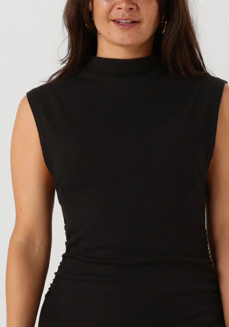 CALVIN KLEIN zwarte calvin klein midi jurk tab rib mock neck long dress