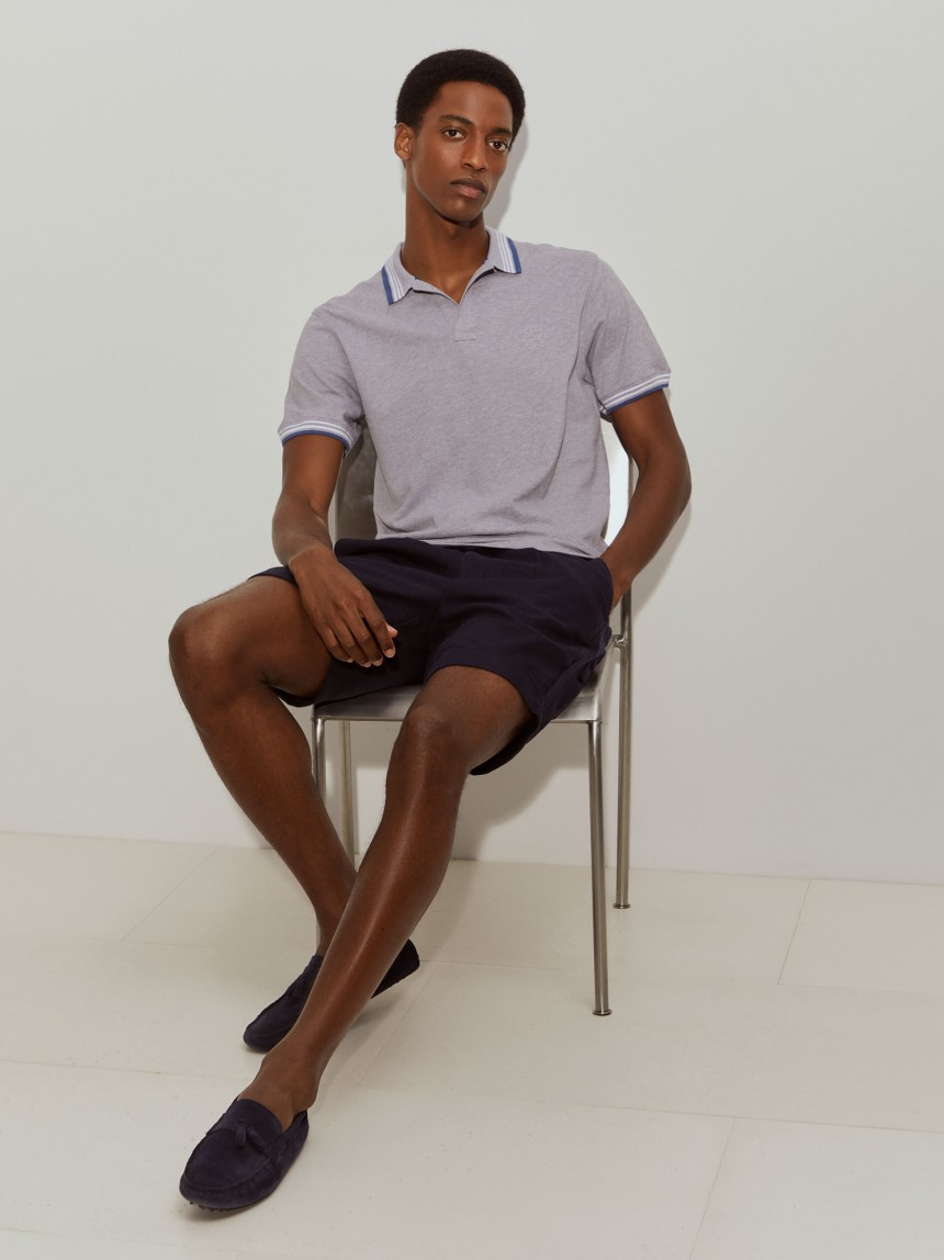 Polo piqué regular fit com riscas