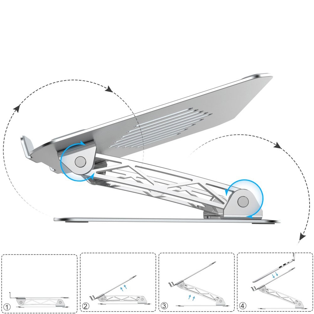 Faltbare Stabile Multi-Winkel Desktop Halterung Alu Ständer für Laptop / MacBook / Tablet (7