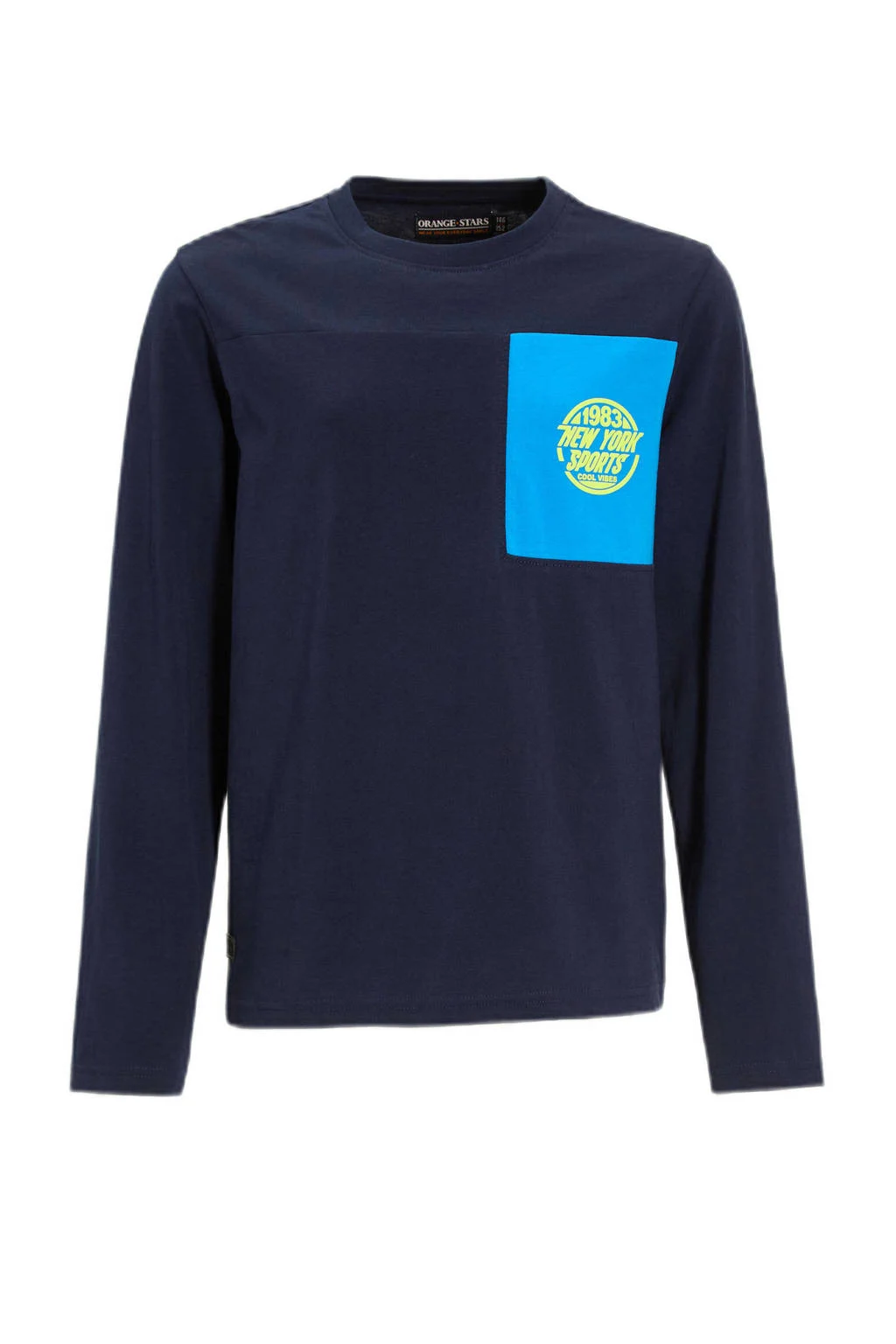 Orange Stars colourblock longsleeve met patch donkerblauw