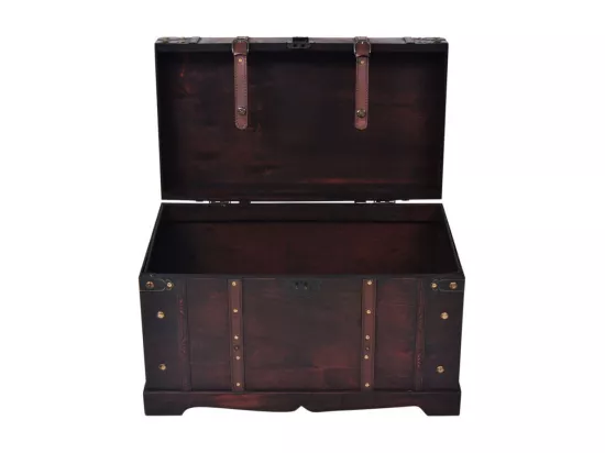 Coffre de rangement portable bois marron Canvas