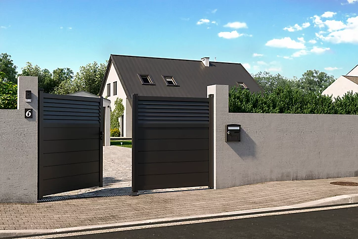 Portail aluminium Nazaré anthracite - 400 x h.163,4 cm