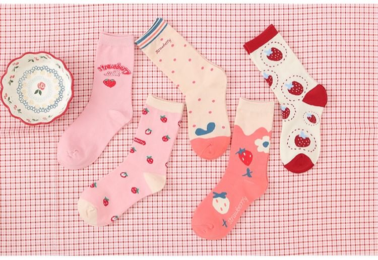 Lychee - Aardbeienprint Sokken