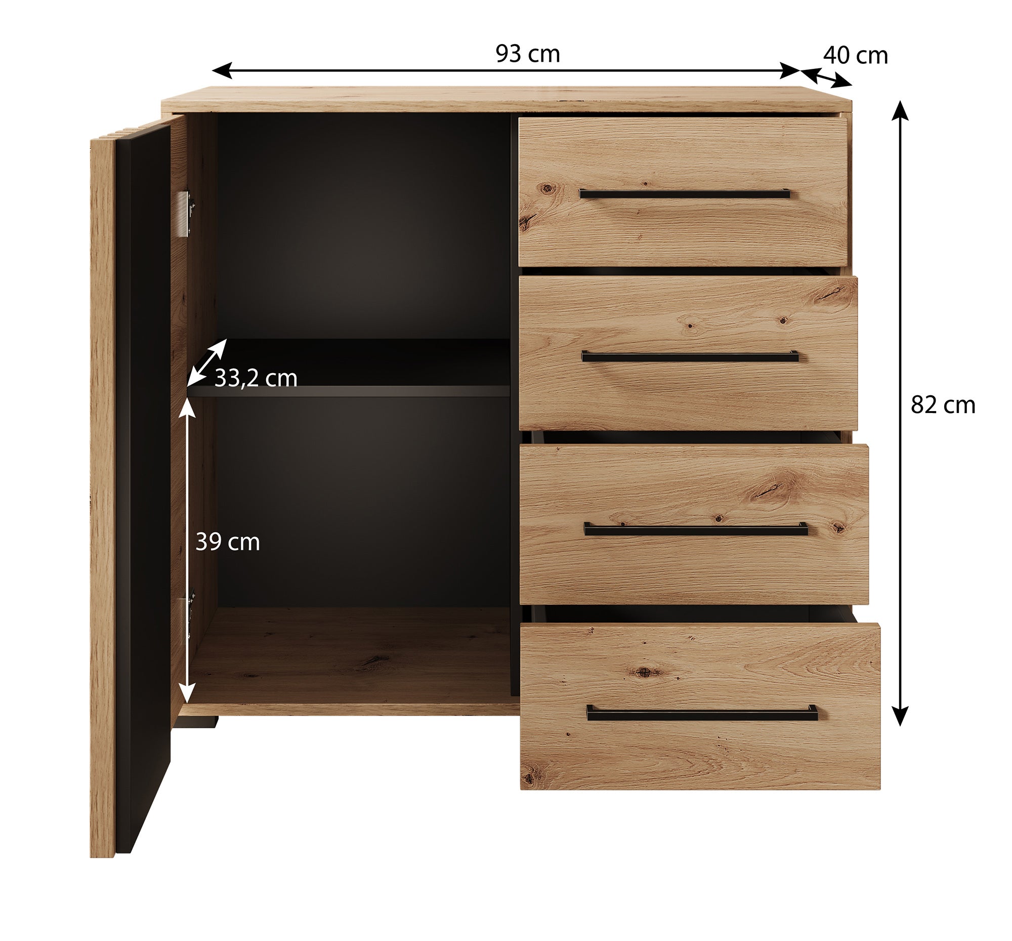 Adyson - Dressoir - Eiken - 93x40x82 cm