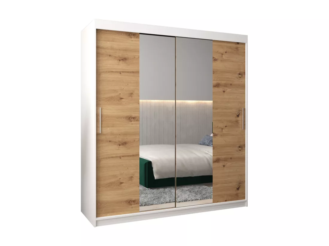 Armoire Tokyo 1 À Portes Coulissantes 200/180/62 2 portes (Blanc/Artisan)