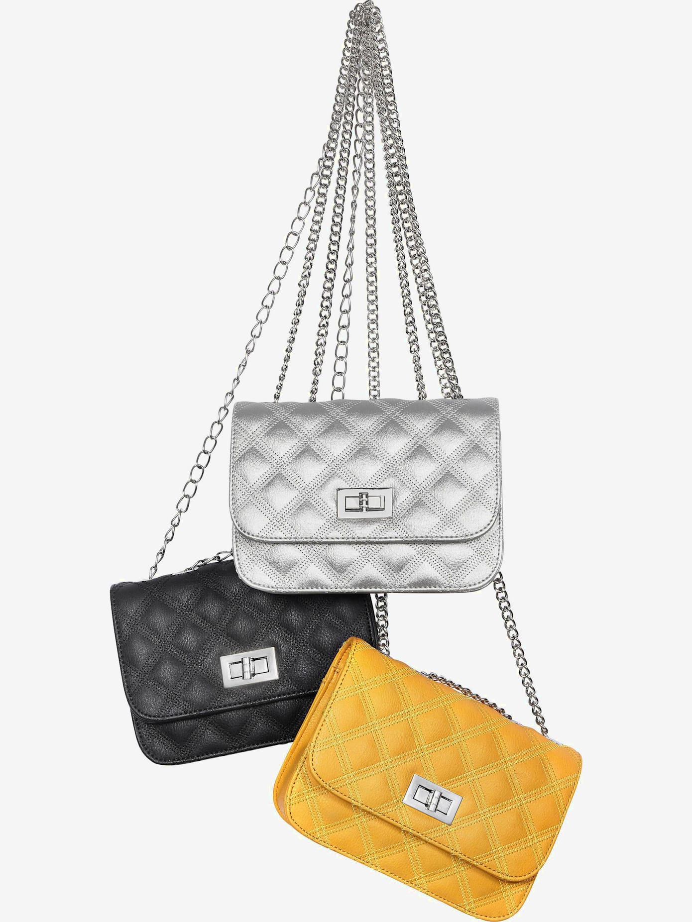 Sac en bandoulière petit sac avec élégante anse à chaîne couleur argent
