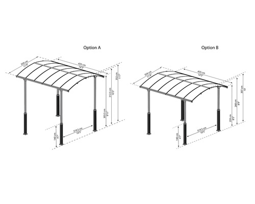 Enkele carport, carport voor camper CANOPIA van Palram Alpine 4300 in hoogte verstelbaar 359 x 435 cm antraciet