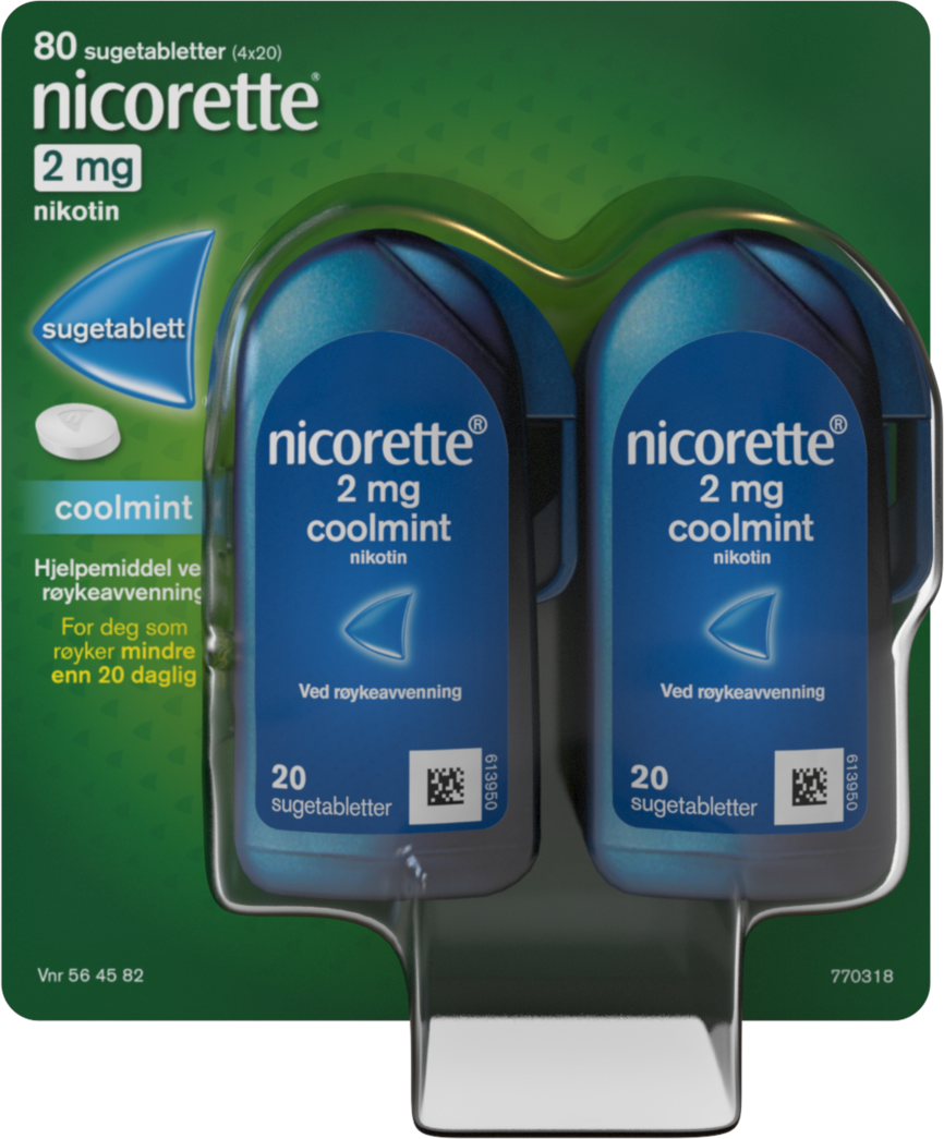 Nicorette Coolmint sugetablett 2 mg nikotin, slutte å røyke