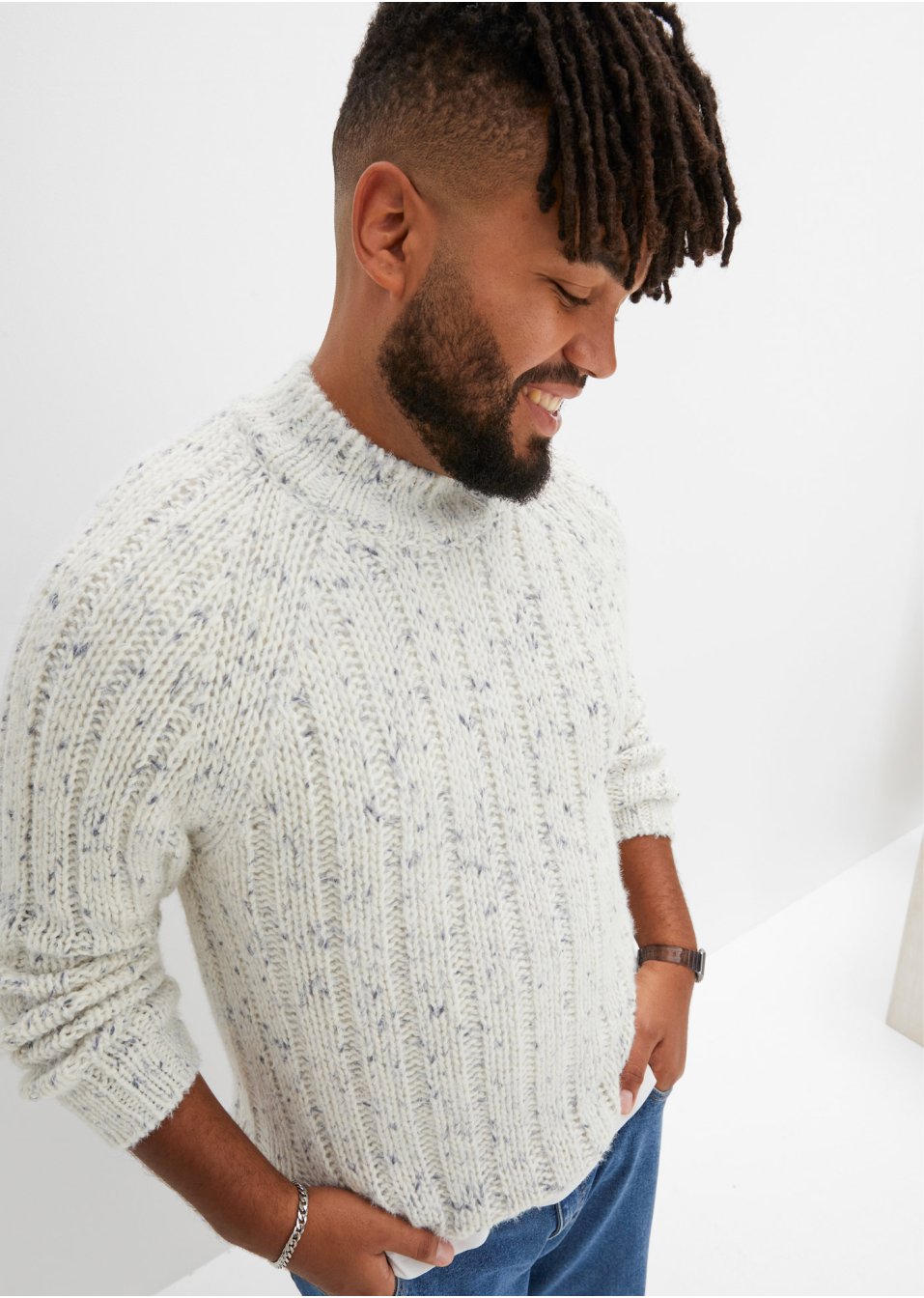 Pull en maille côtelée avec teneur en laine