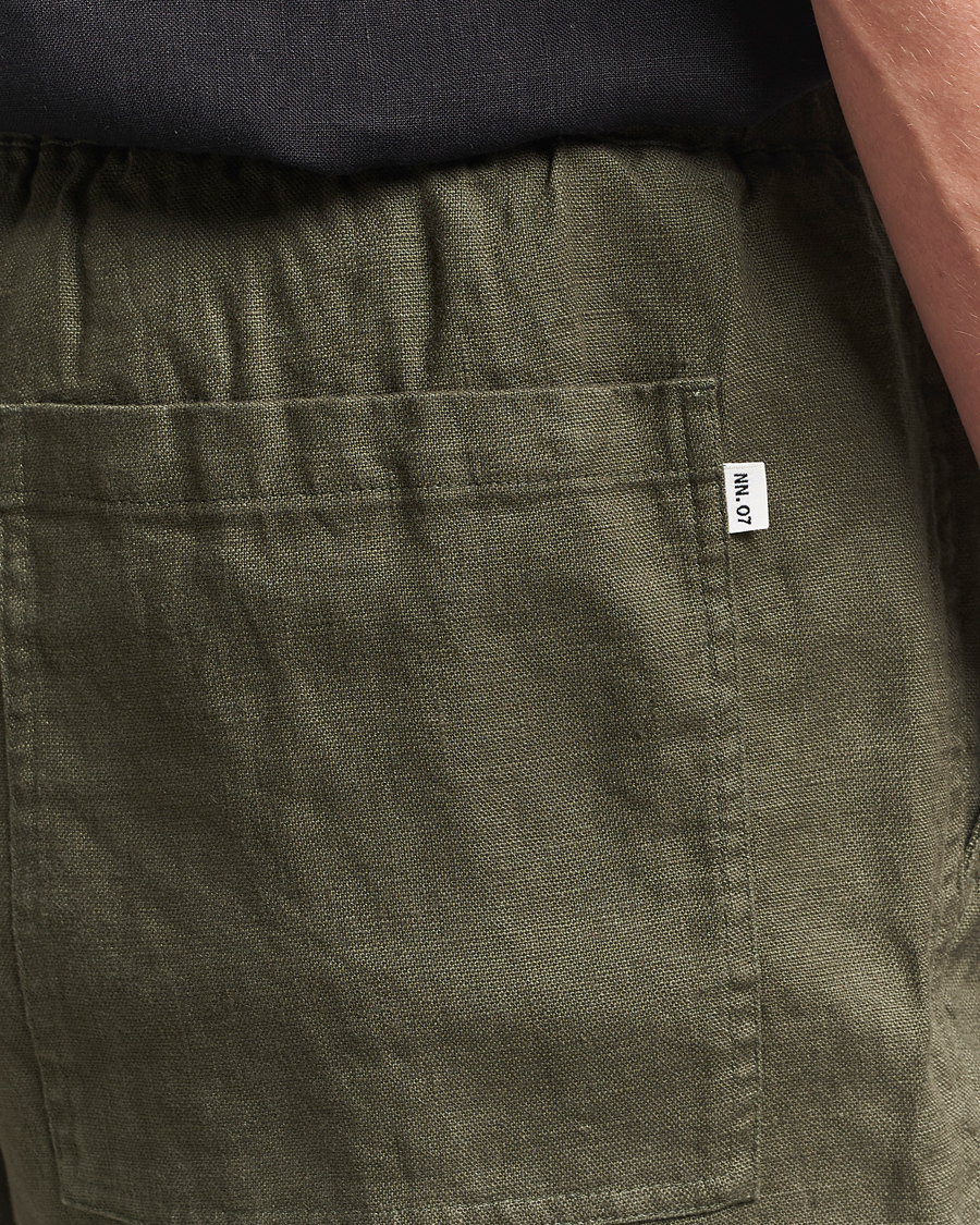 NN07 Gregor Linen Drawstring Shorts Croc Green