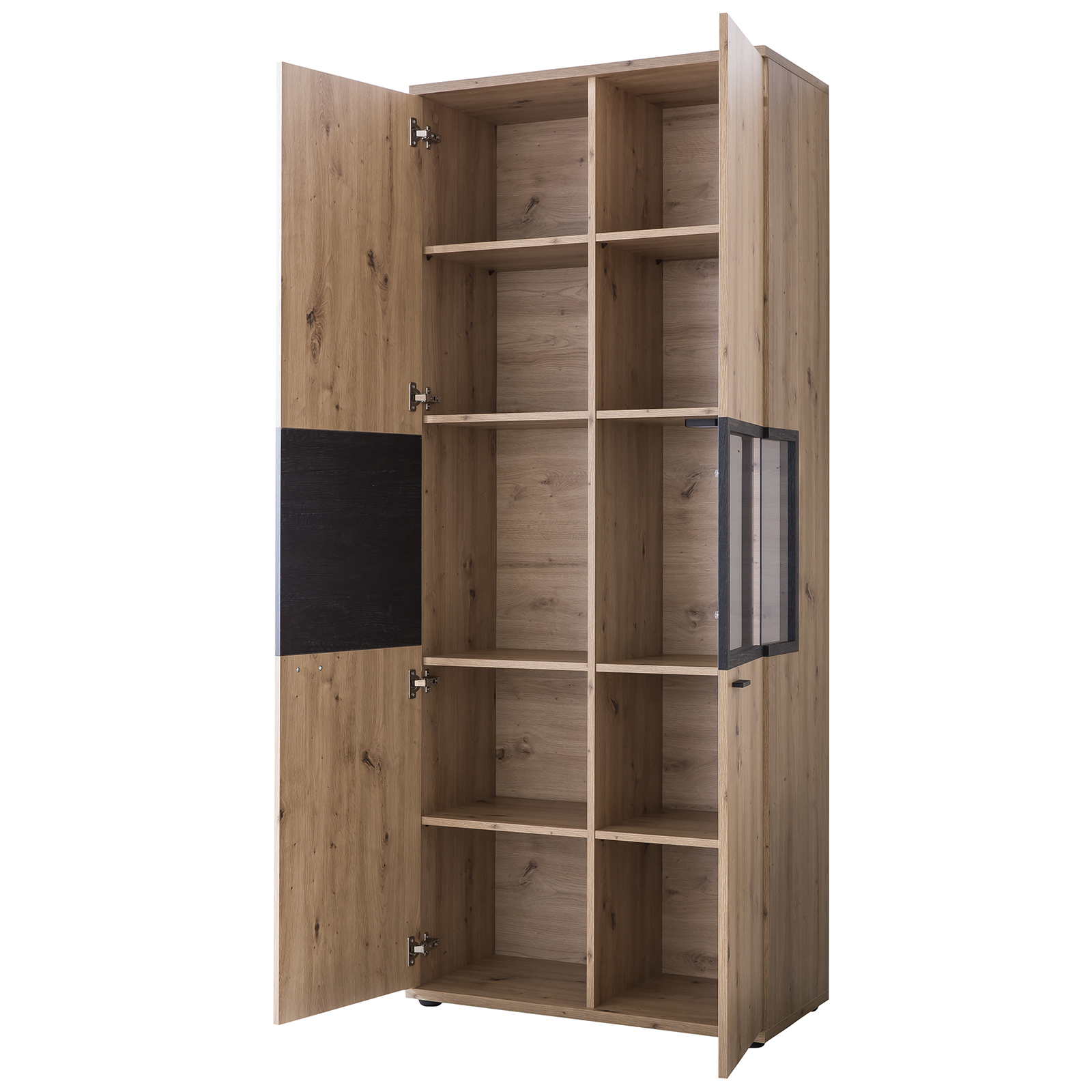 Vitrine - Artisan Eiche-Burned Wood - 2 Türen - 197 cm hoch