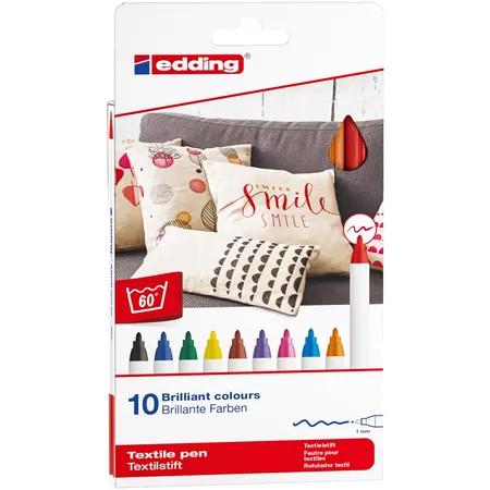 edding 4600 Textilpen, 1mm Standardfarben, 10 Stück