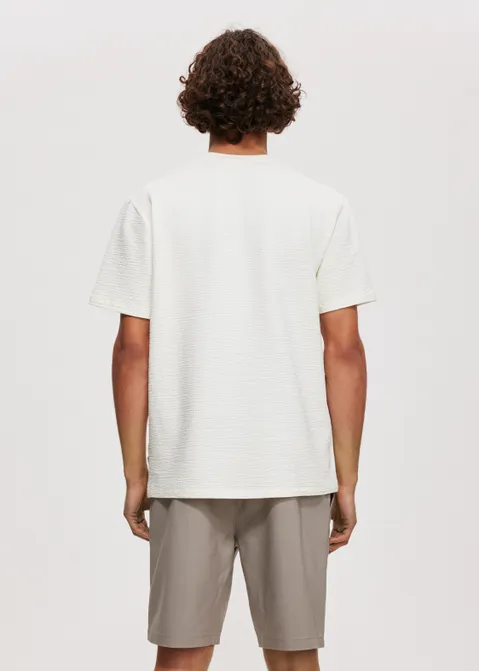 T-shirt met structuur off-white (WIT.O)