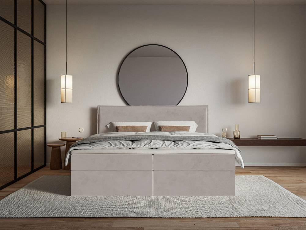 NADUVI Collection Boxspring Esmay velvet met opbergvak+topper 160x200