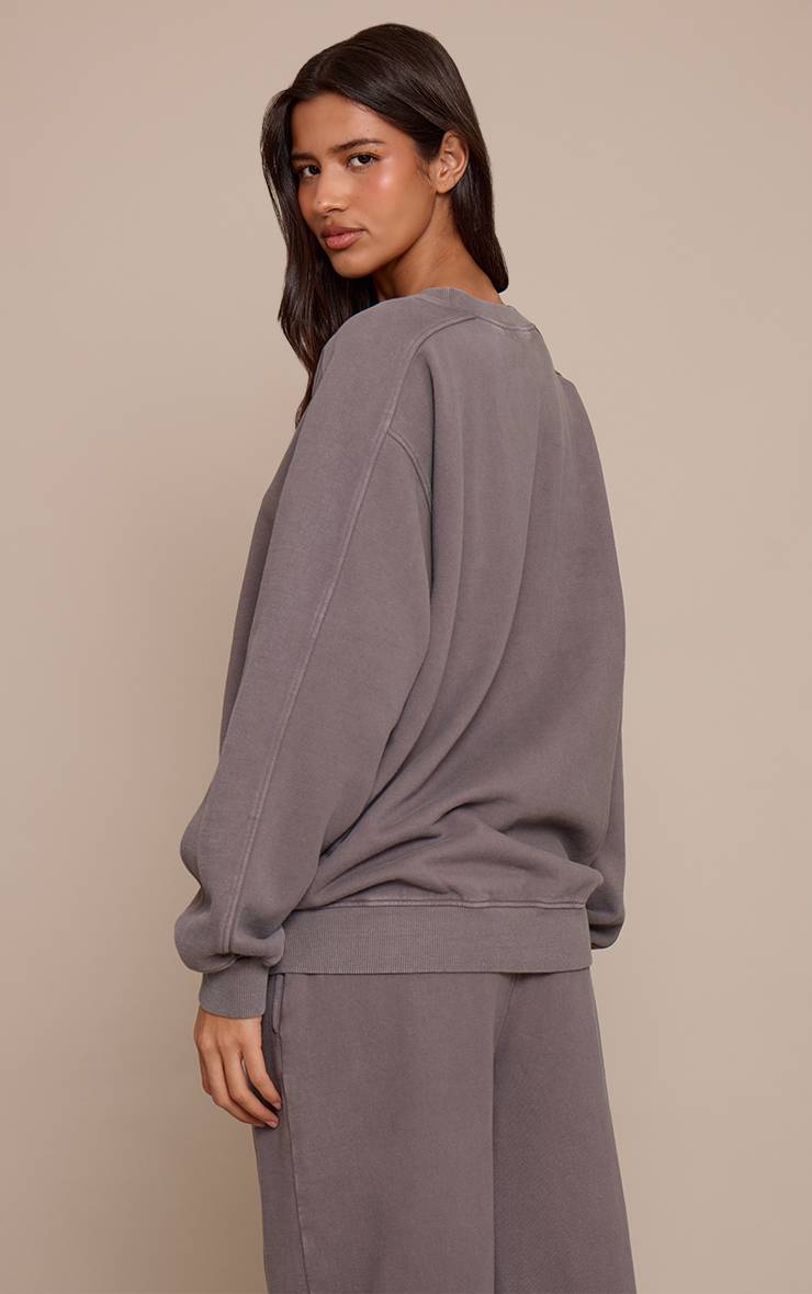 Charbon Sweat-shirt Délavé À L'acide Avec Surpiqûres Croisées - Coupe Tall