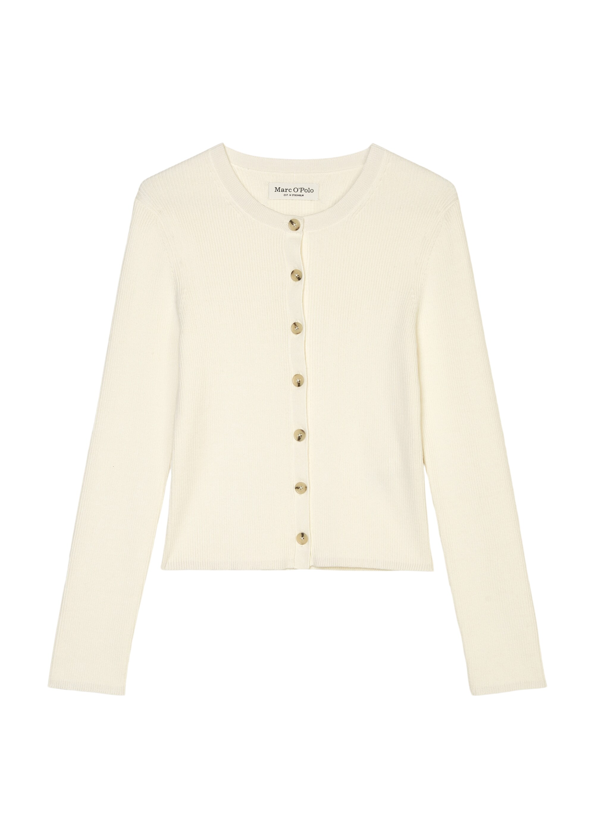 Rippstrick-Rundhals-Cardigan aus Organic Cotton-Garn