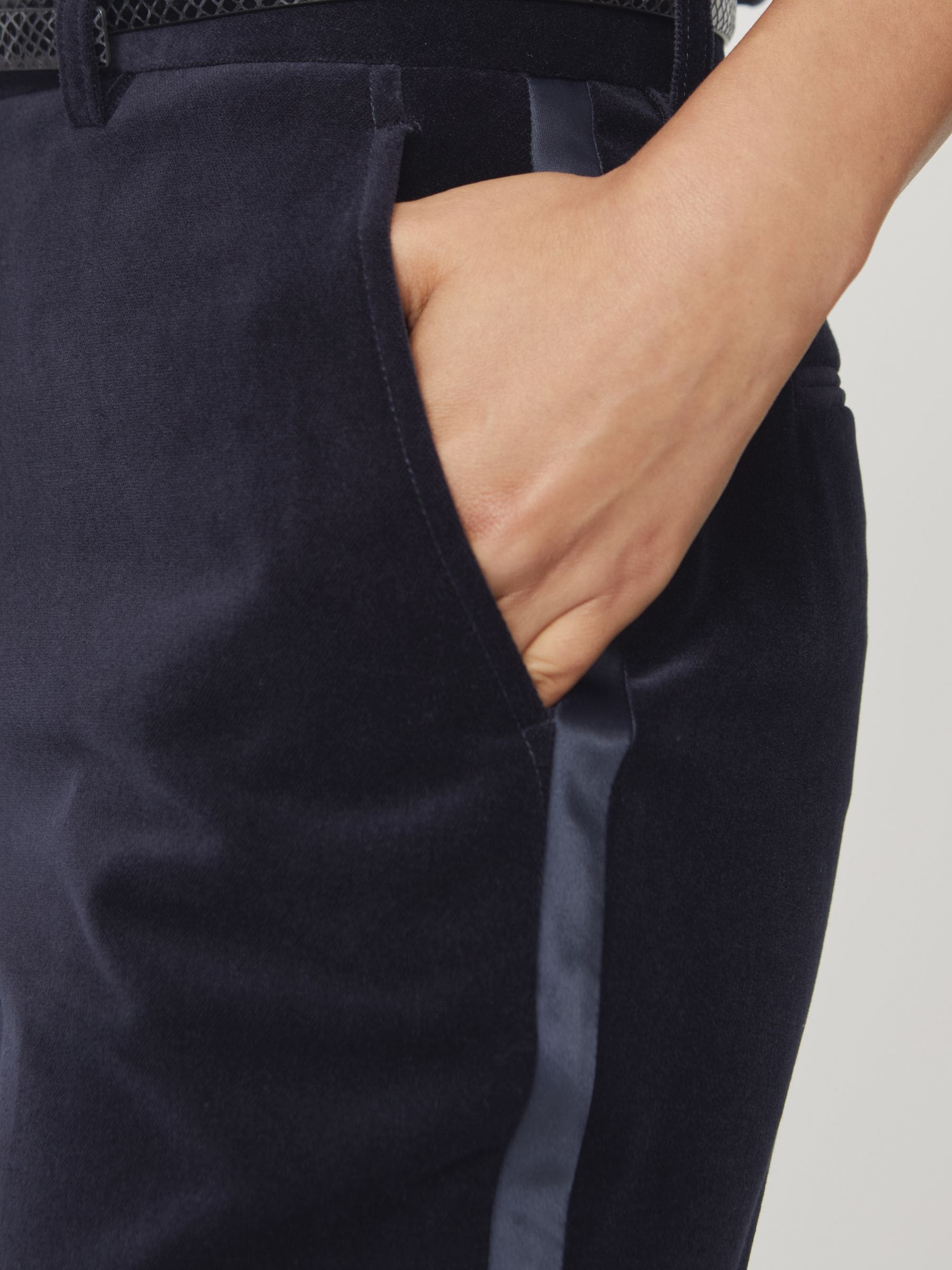 Reiss Verda Velvet Satin-Stripe Flared Trousers