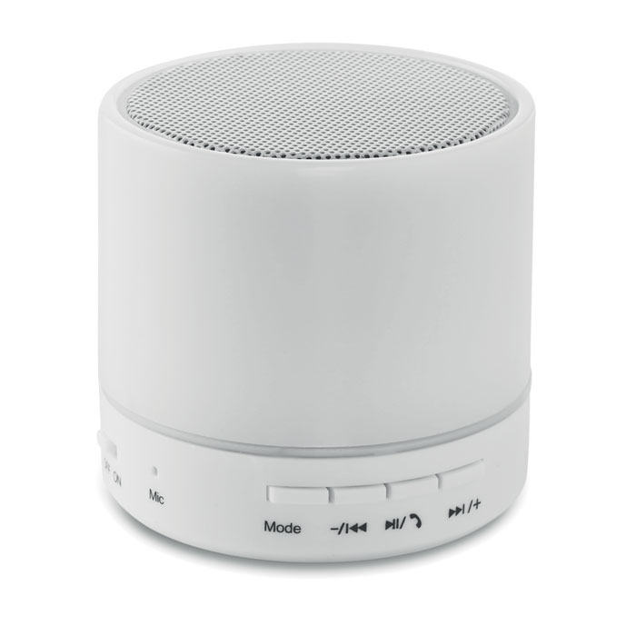 GiftRetail MO9062 - ROUND WHITE Haut-parleur Rond avec LED