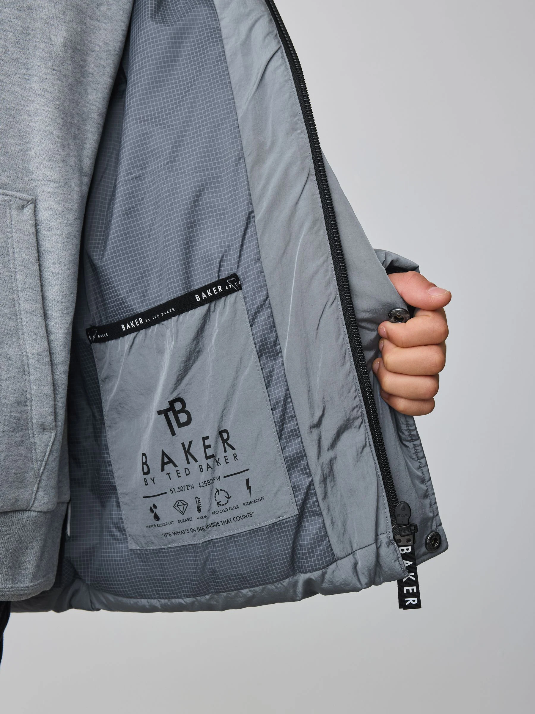 Lichtblauw - Baker By Ted Baker - Regenbestendige gewateerde jas