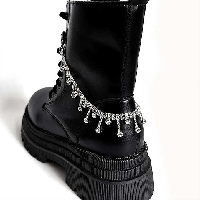 (28cm) Strass Schuh Kette Accessoire Sneakers / Boots Anhänger - Silber