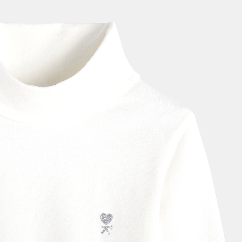 T-shirt col roulé blanc fille