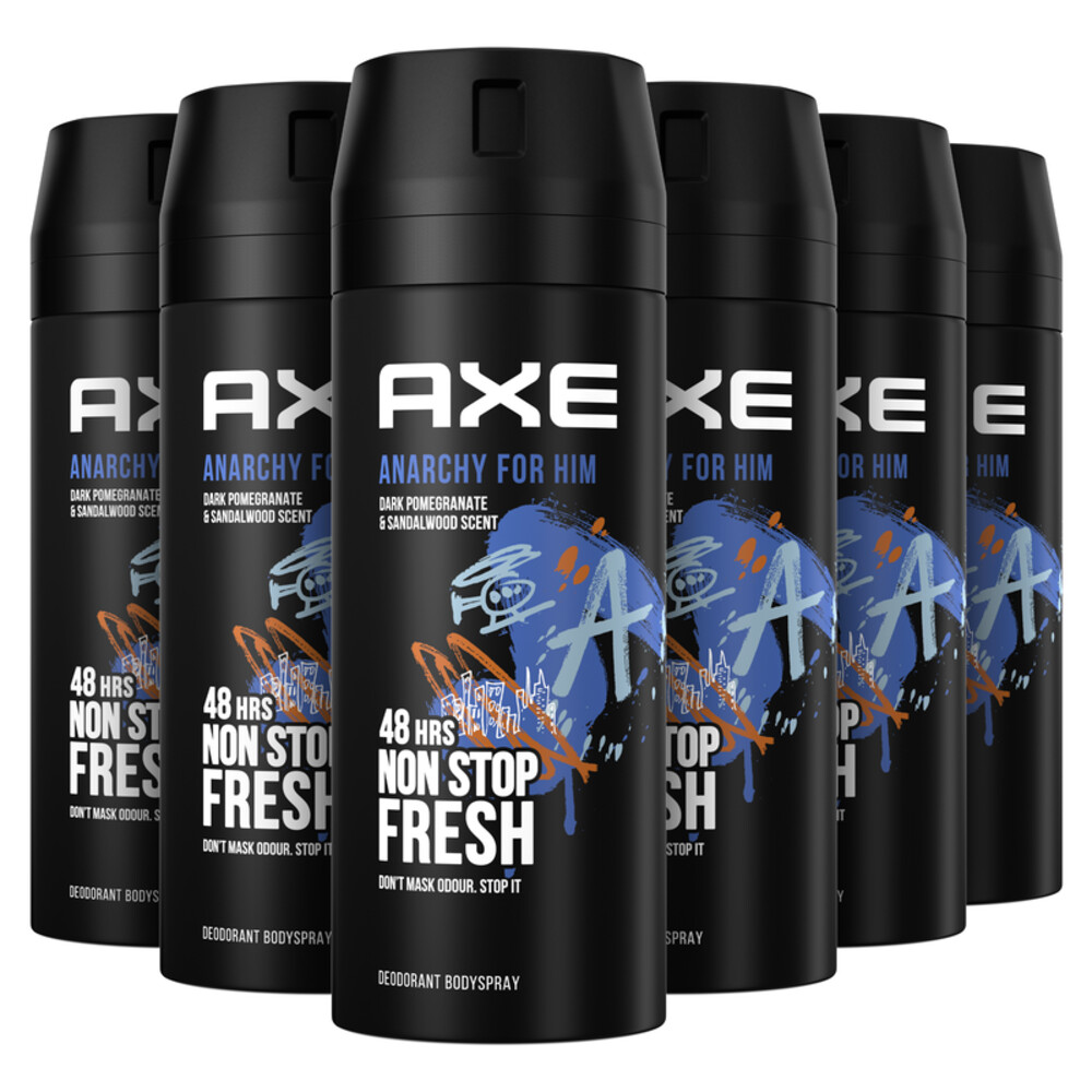6x Axe Deodorant Bodyspray Anarchy for Him150 ml