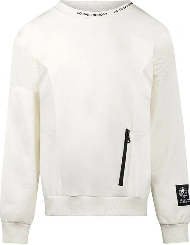 No Way Monday jongens sweater - Ecru