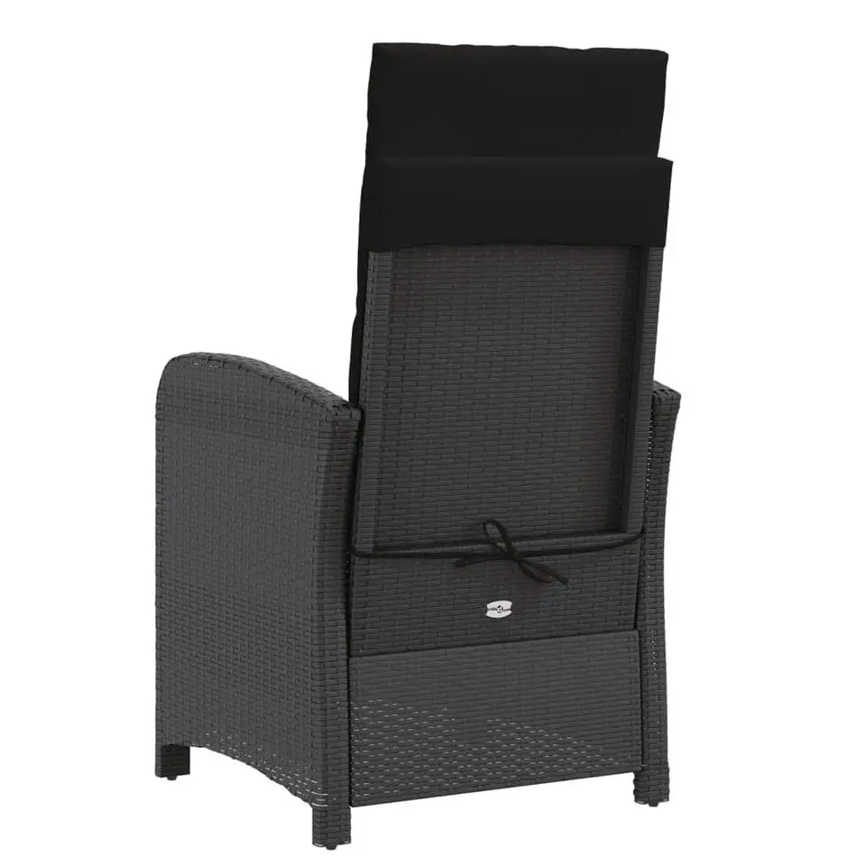 vidaXL - Verstelbare tuinstoelen - Kussens - Zwart - Poly rattan - 2 stuks