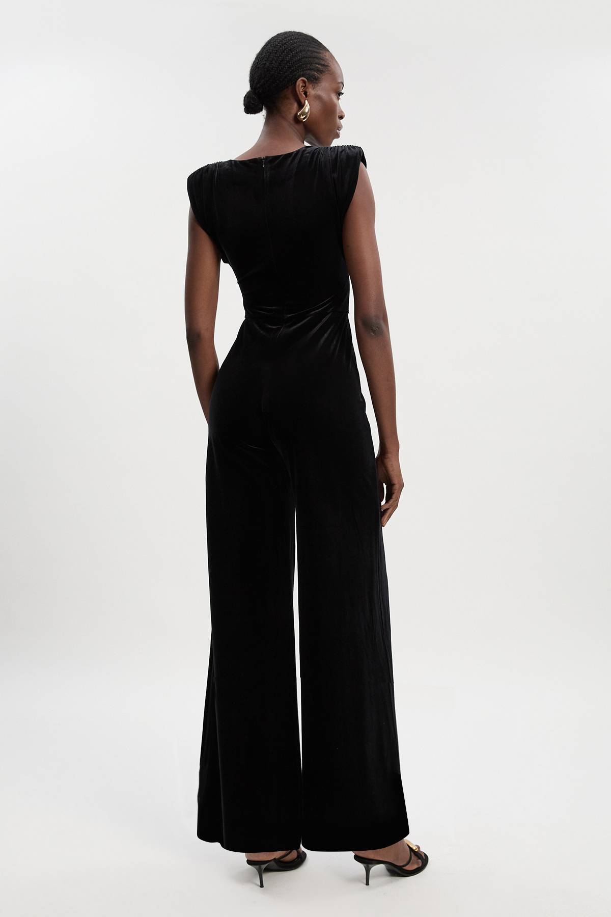 KarenMillen Combinaison en Velours Stretch à Épaules Marquées