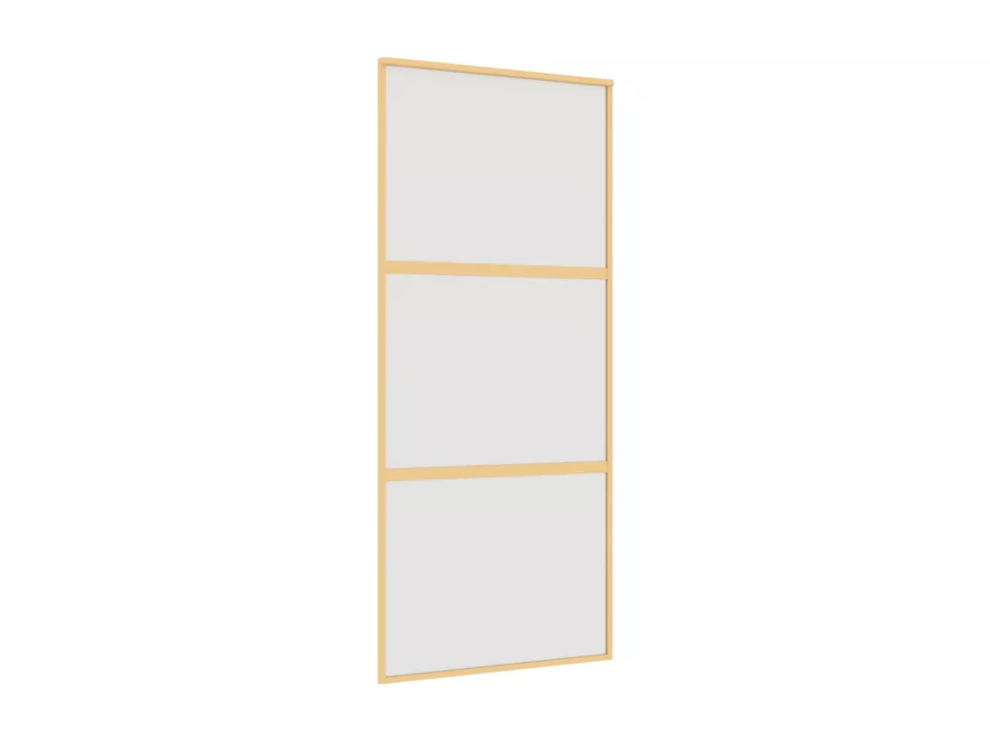 Porte coulissante doré 90x205 cm verre ESG dépoli et aluminium